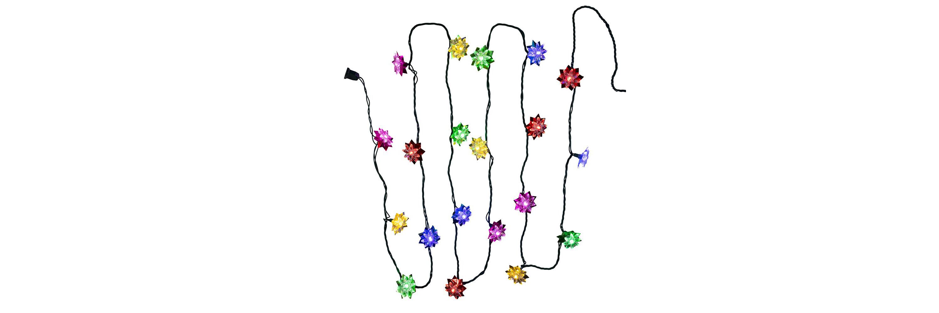 Kurt Adler 15.7-Foot UL 20-Light Multicolor LED Clear Lotus Flower Light Set With Green Wire