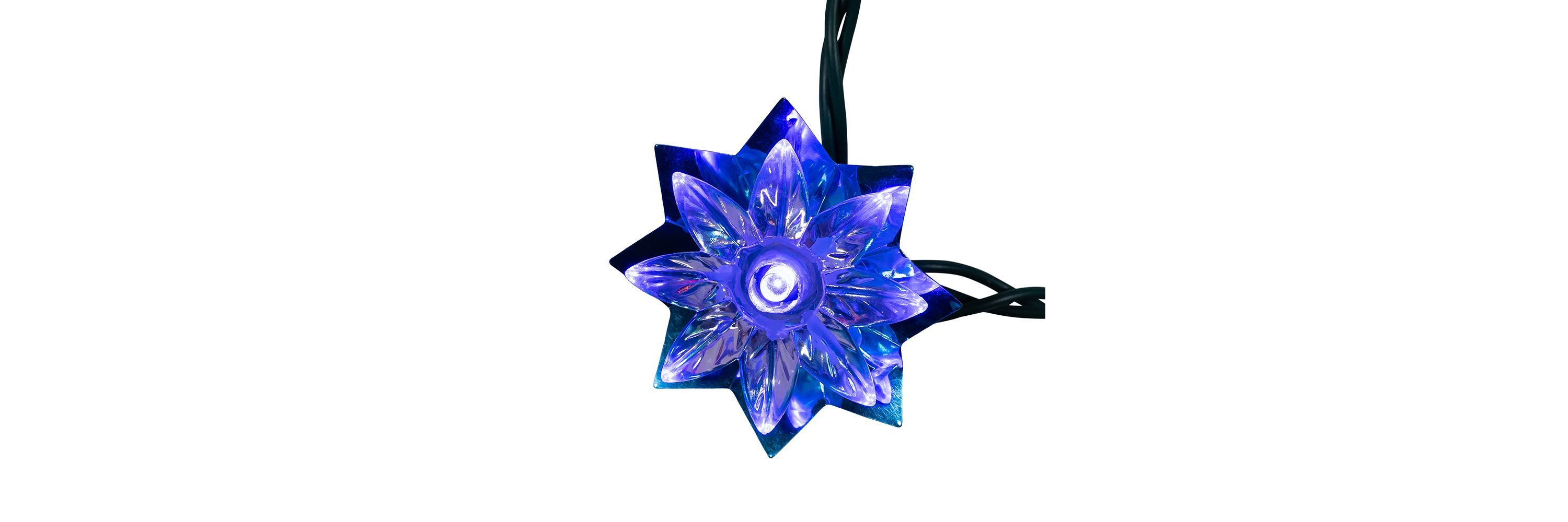 Kurt Adler 15.7-Foot UL 20-Light Multicolor LED Clear Lotus Flower Light Set With Green Wire