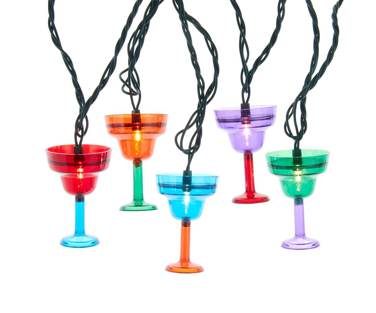 Kurt Adler 12-Foot UL 10-Light Margarita Glass Light Set With Green Wire