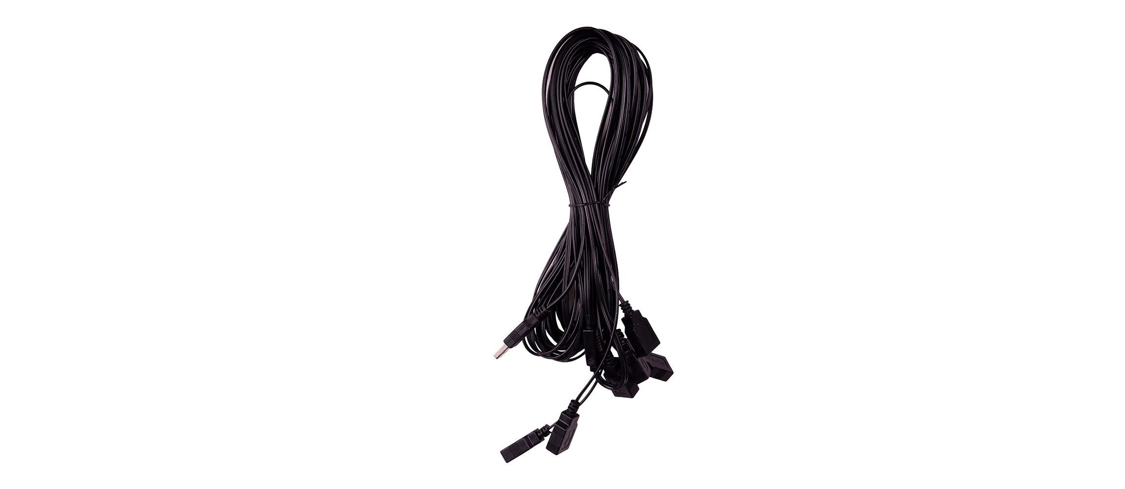 6-Foot USB Power Extension Cord+ with Black Wire and 6 Ports