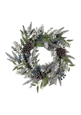 Kurt S. Adler 24-Inch Un-Lit Decorated Rattan Wreath with Blueberries
