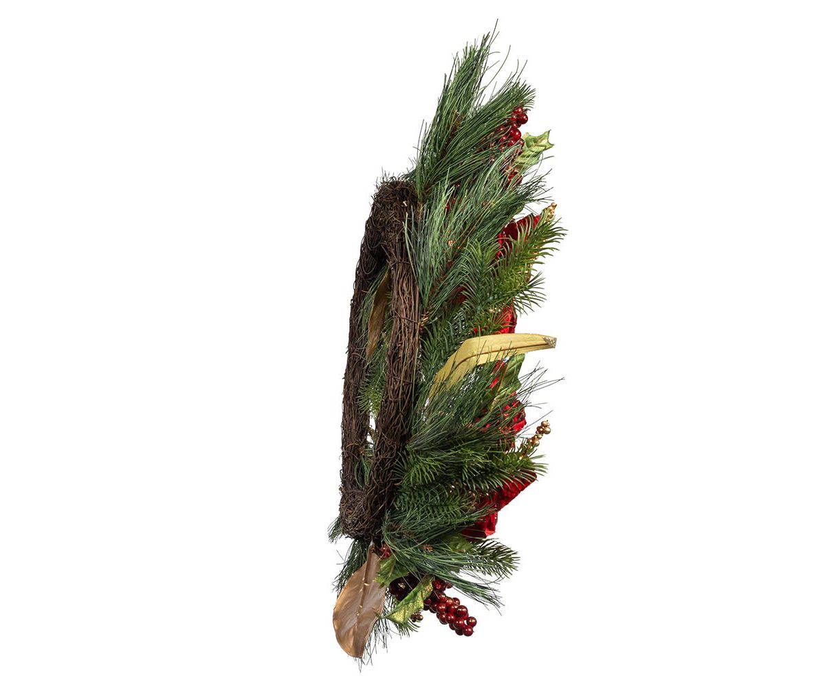 Kurt Adler 24-Inch Unlit Gold and Red Poinsettia Wreath