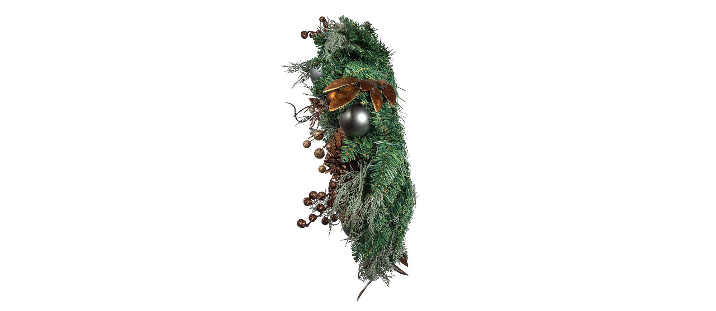 Kurt Adler 24-Inch Unlit Copper and Silver Balls Green Wreath