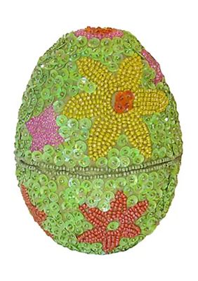 Kurt S. Adler Decorative Egg Container with Beads and Sequins