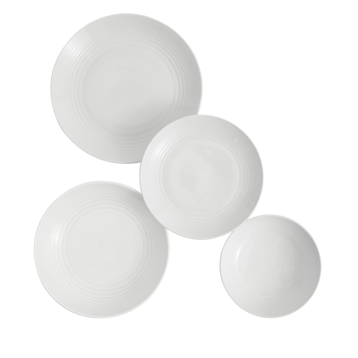 Gordon Ramsay Maze Dinnerware Set White, 16 Piece Set with Pasta Bowls