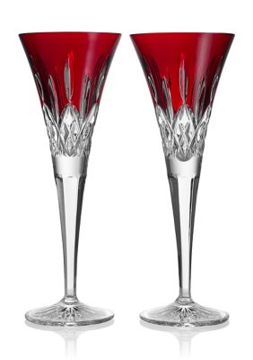 Waterford Lismore Red Toasting Flutes - Set of 2