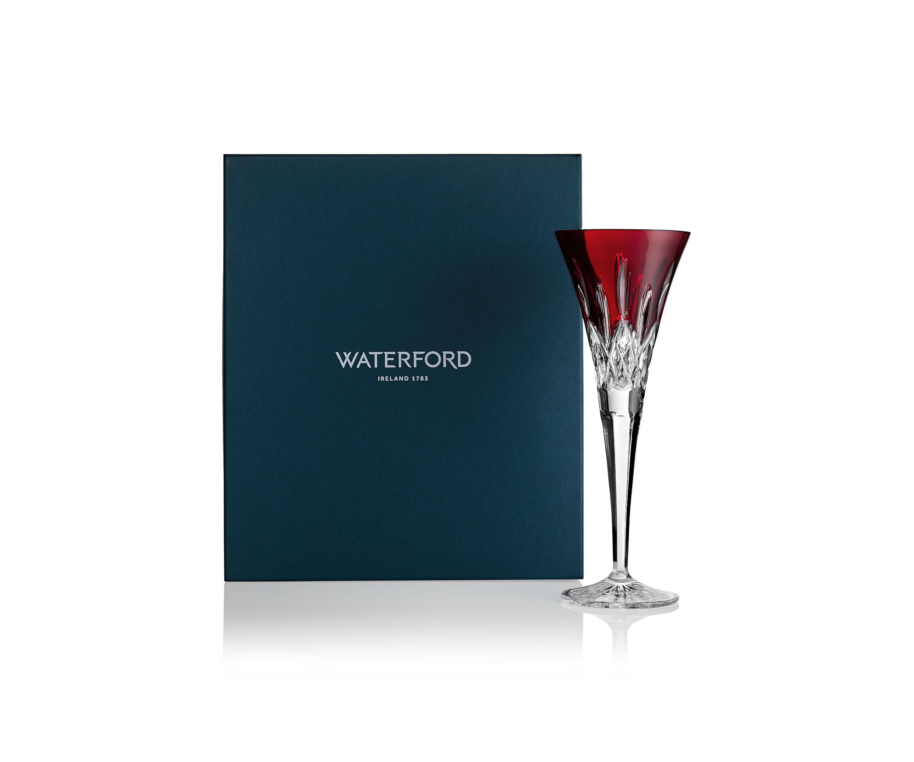 Lismore Red Toasting Flutes - Set of 2