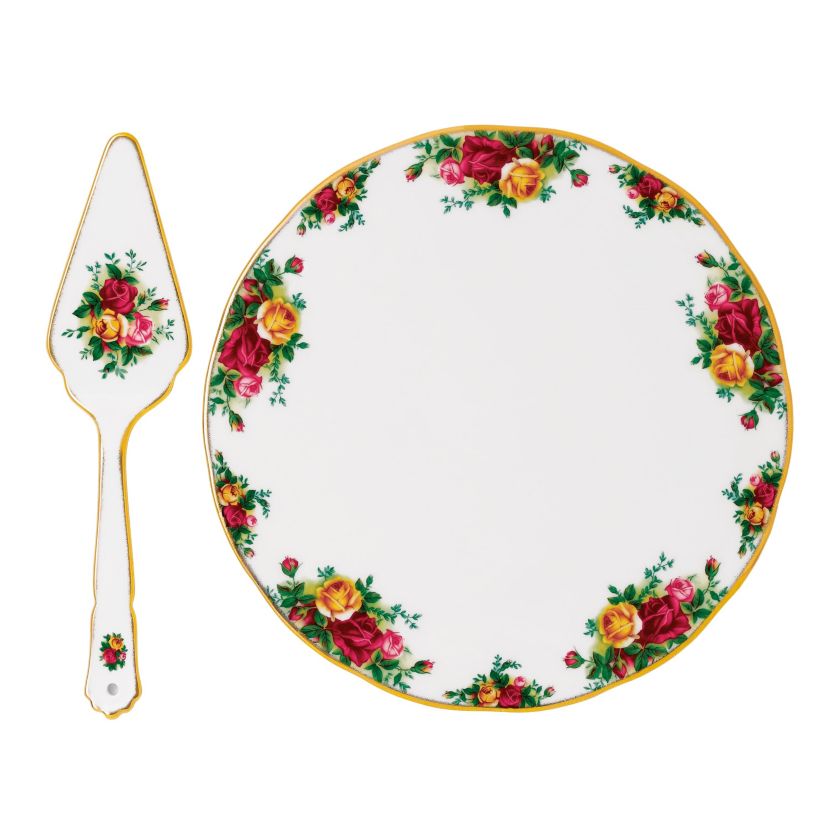 Old Country Roses Cake Plate & Server 11.6in