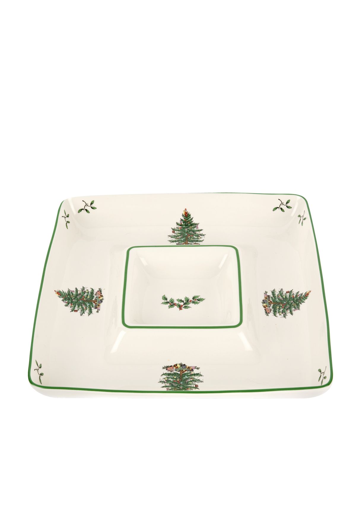 Christmas Tree Square Chip & Dip Bowl