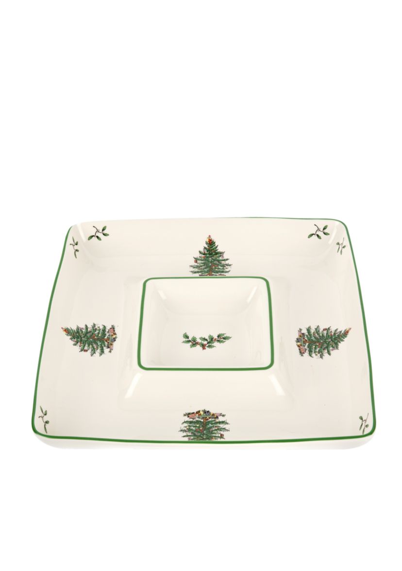 Christmas Tree Square Chip & Dip Bowl
