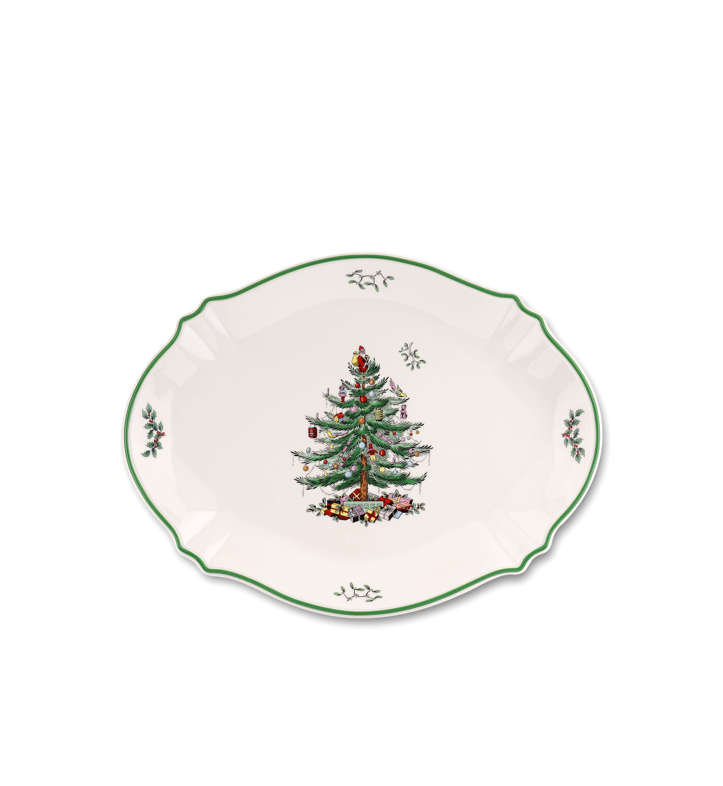 Christmas Sculpted Tree Oval Platter 17-in.