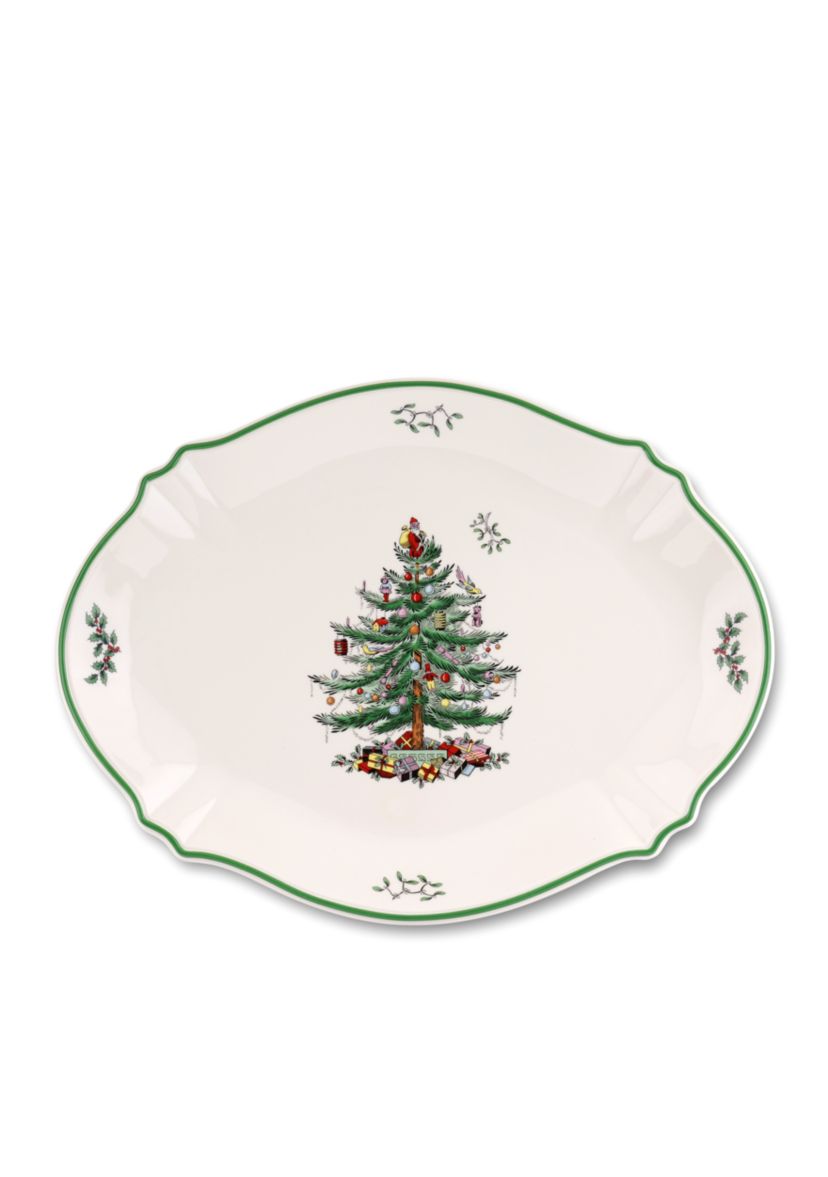 Christmas Sculpted Tree Oval Platter 17-in.