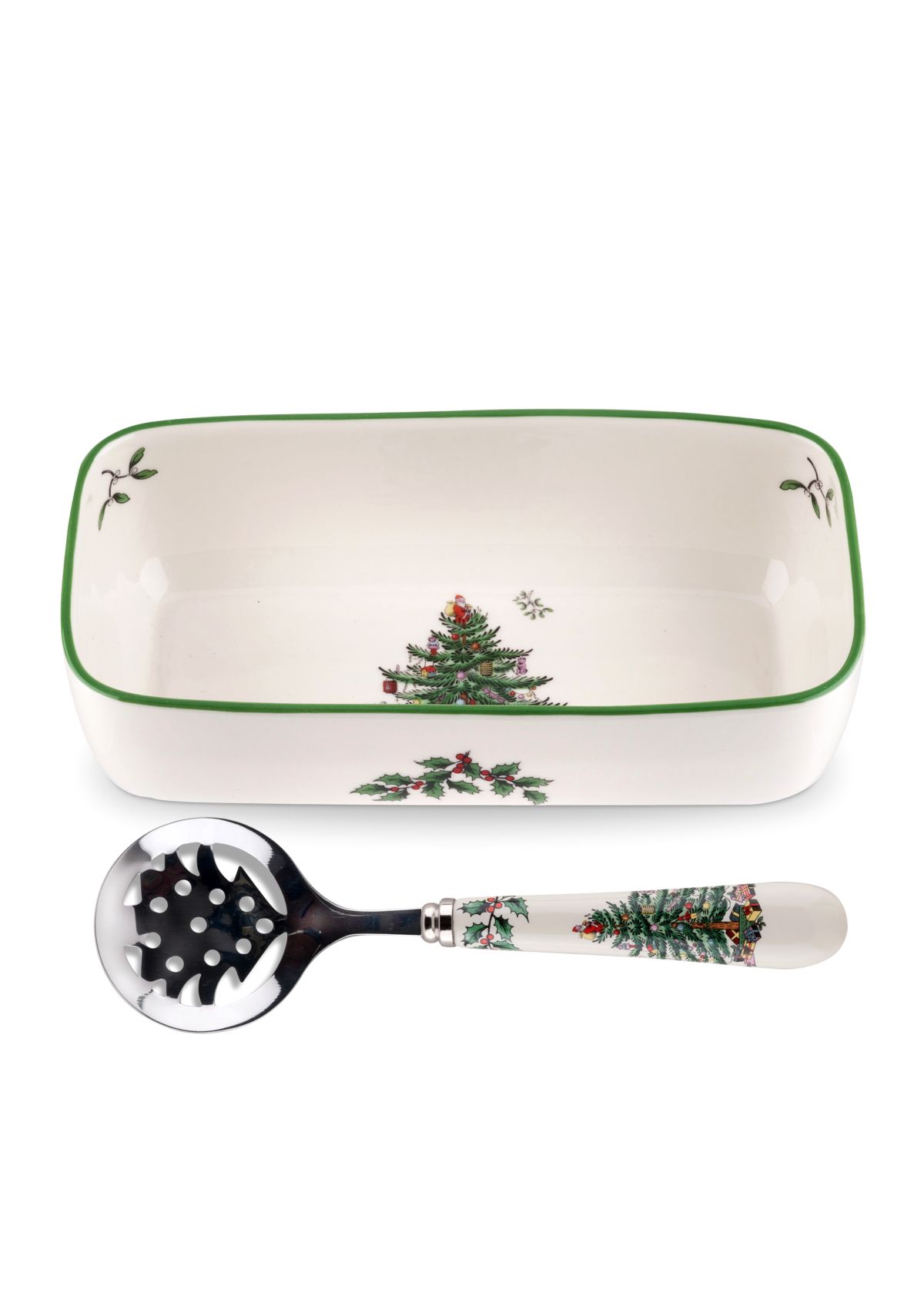 Christmas Tree Cranberry Server with Slotted Spoon
