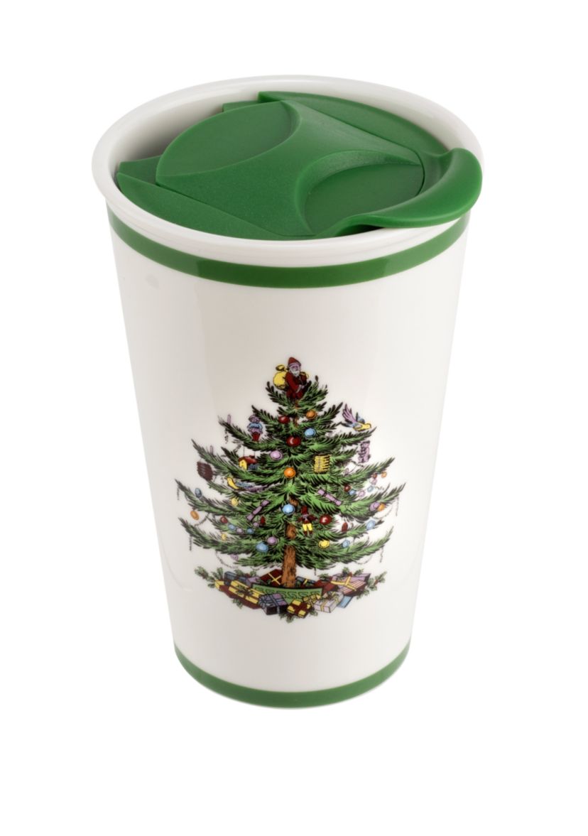 Christmas Tree Travel Mug with New Lid- 11 Ounce