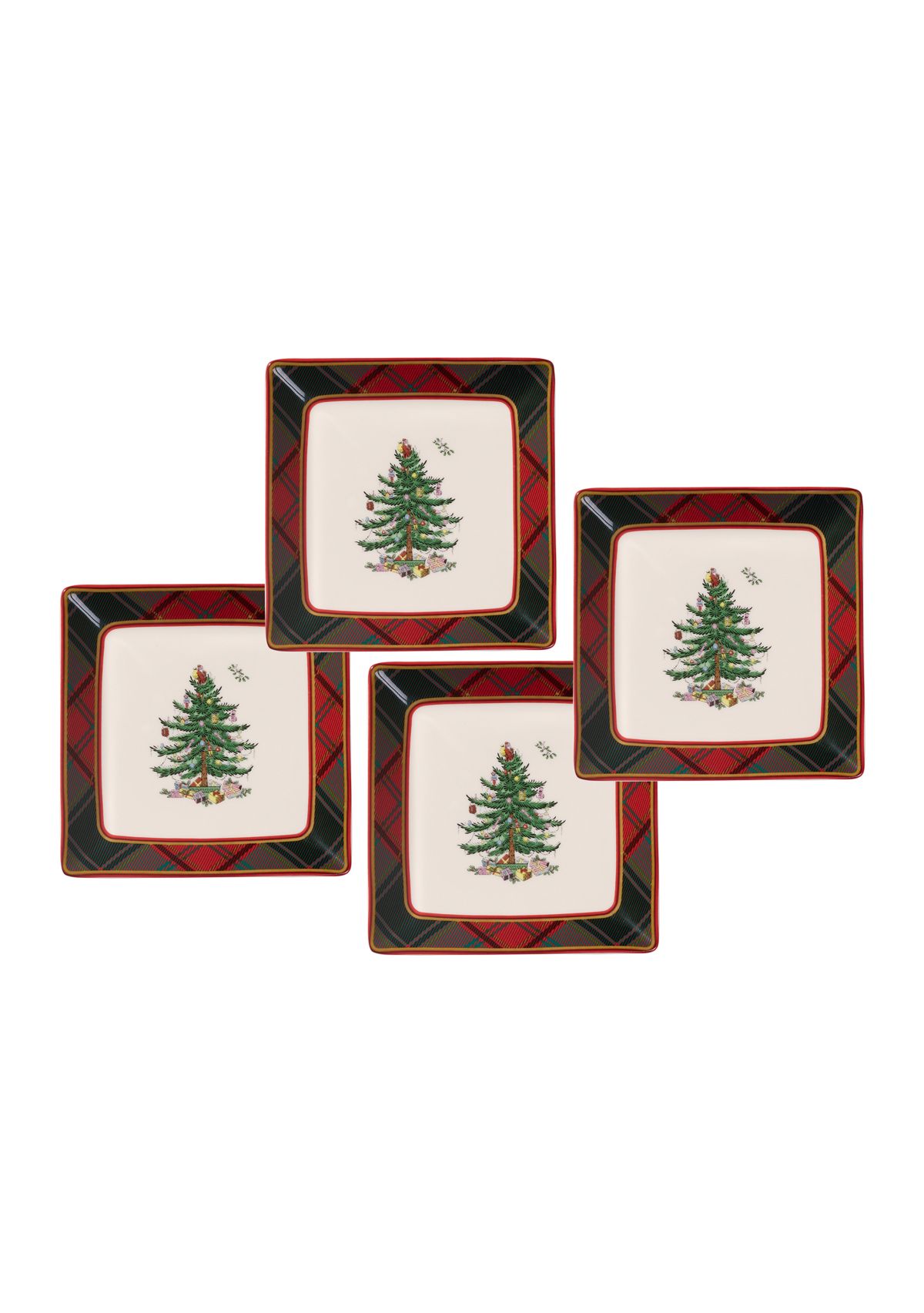 Christmas Tree Tidbit Plates - Set of 4
