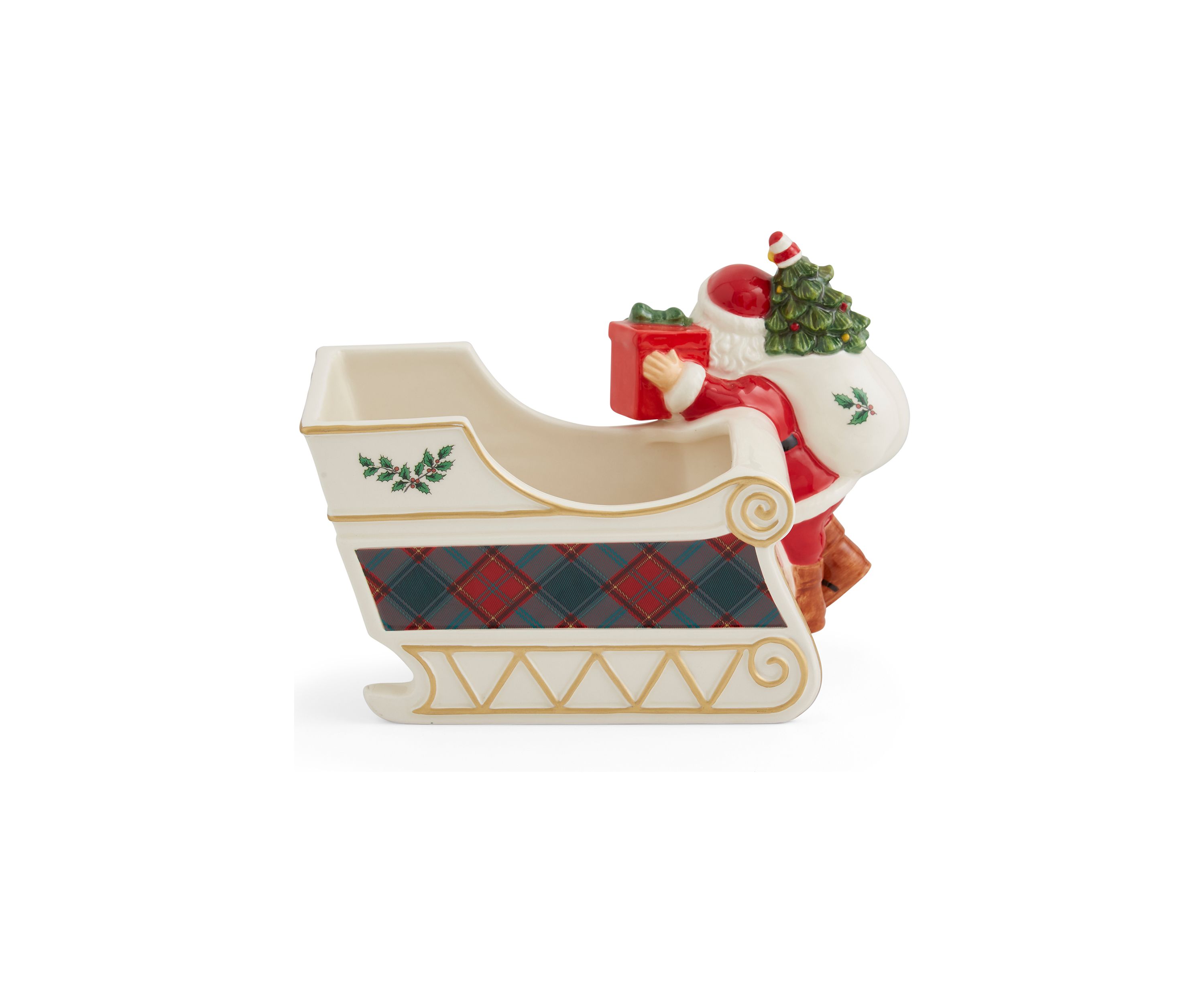 Christmas Tree Tartan Santa Sleigh Candy Jar