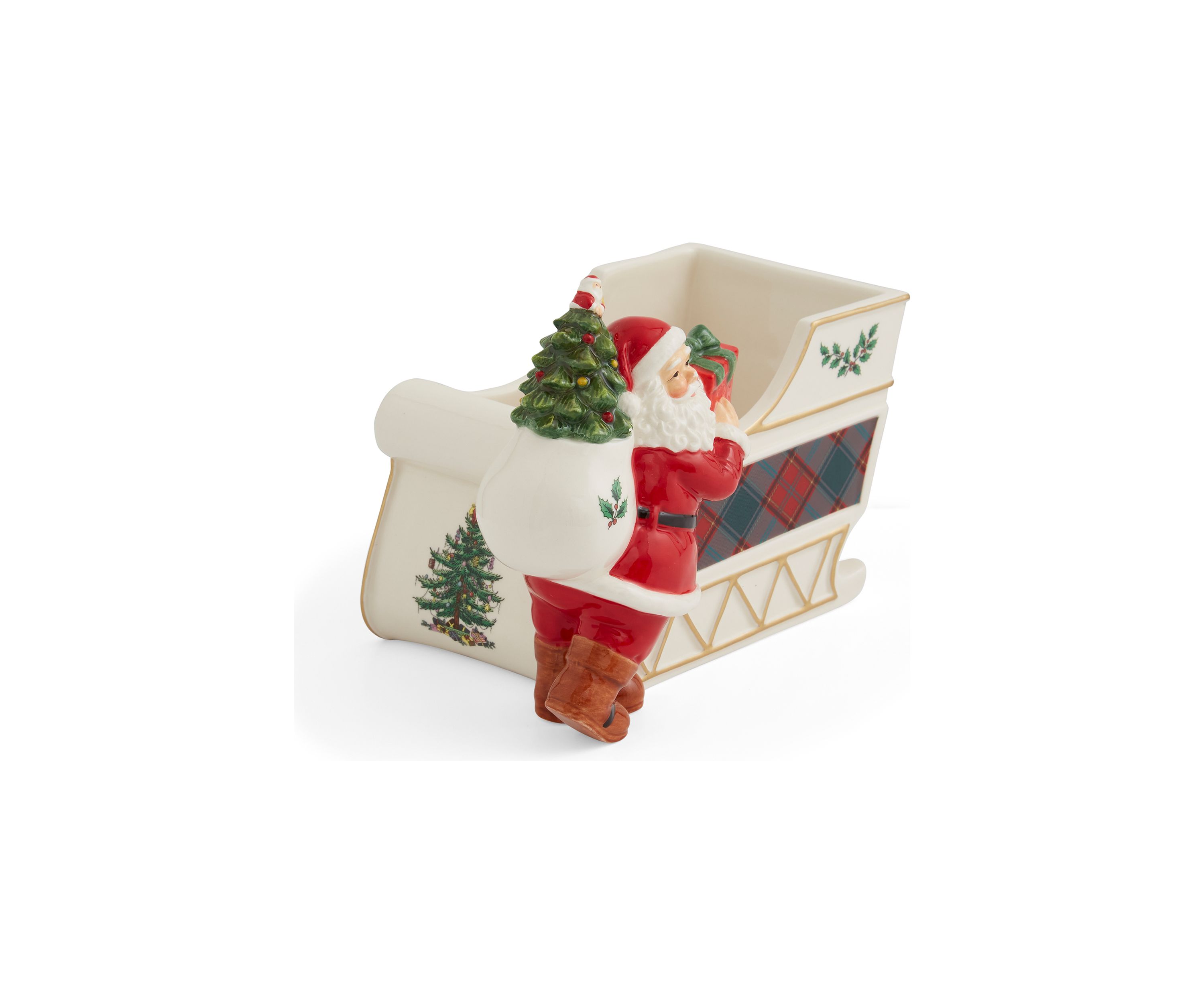 Christmas Tree Tartan Santa Sleigh Candy Jar
