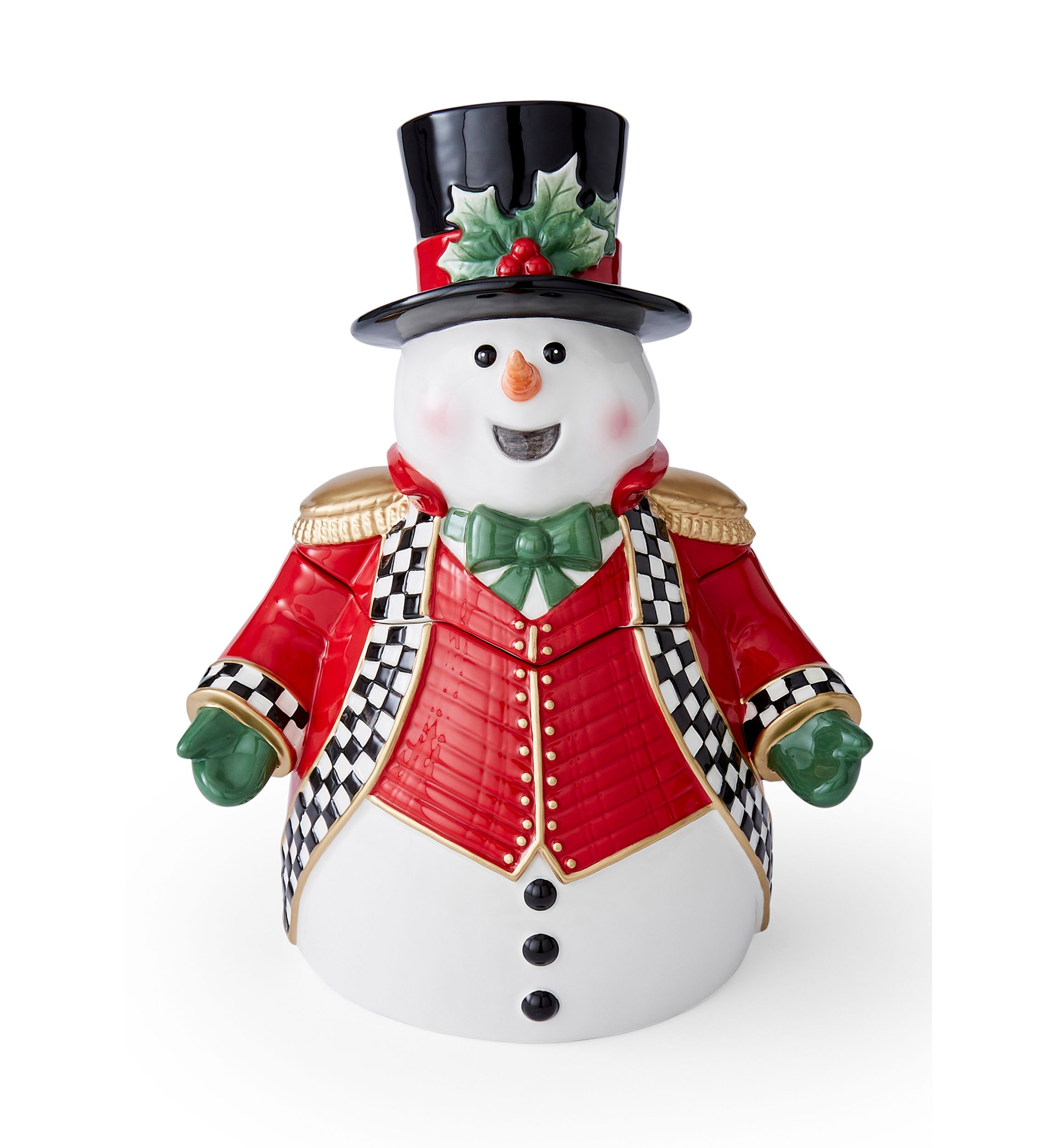 Black and White Check Figural Snowman Cookie Jar