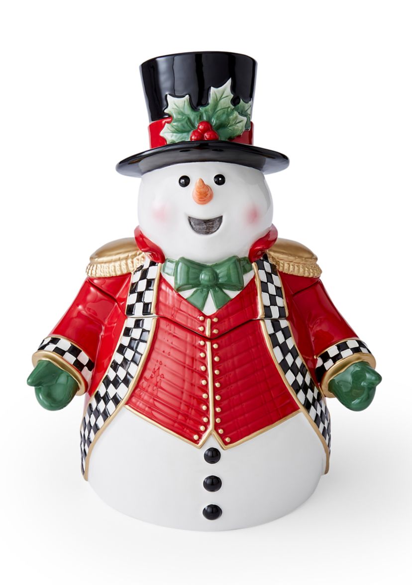 Black and White Check Figural Snowman Cookie Jar