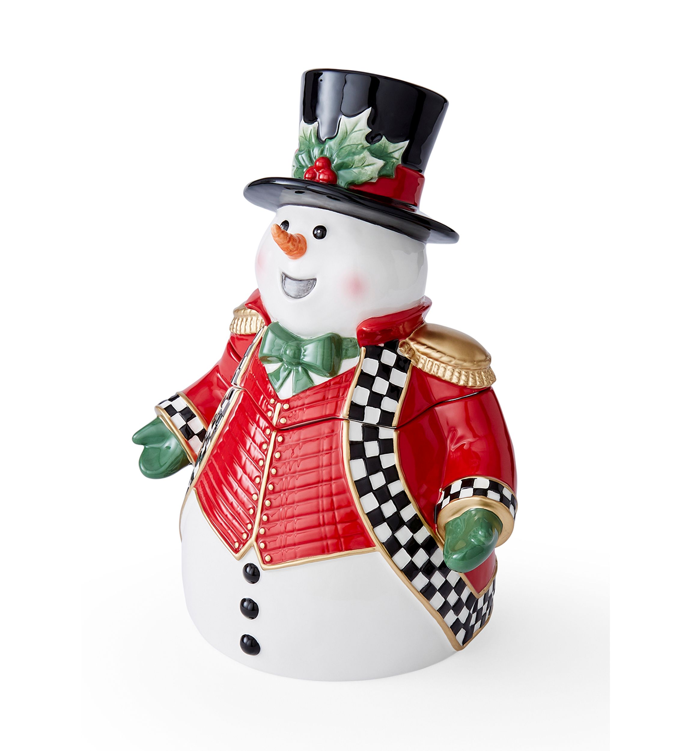 Black and White Check Figural Snowman Cookie Jar