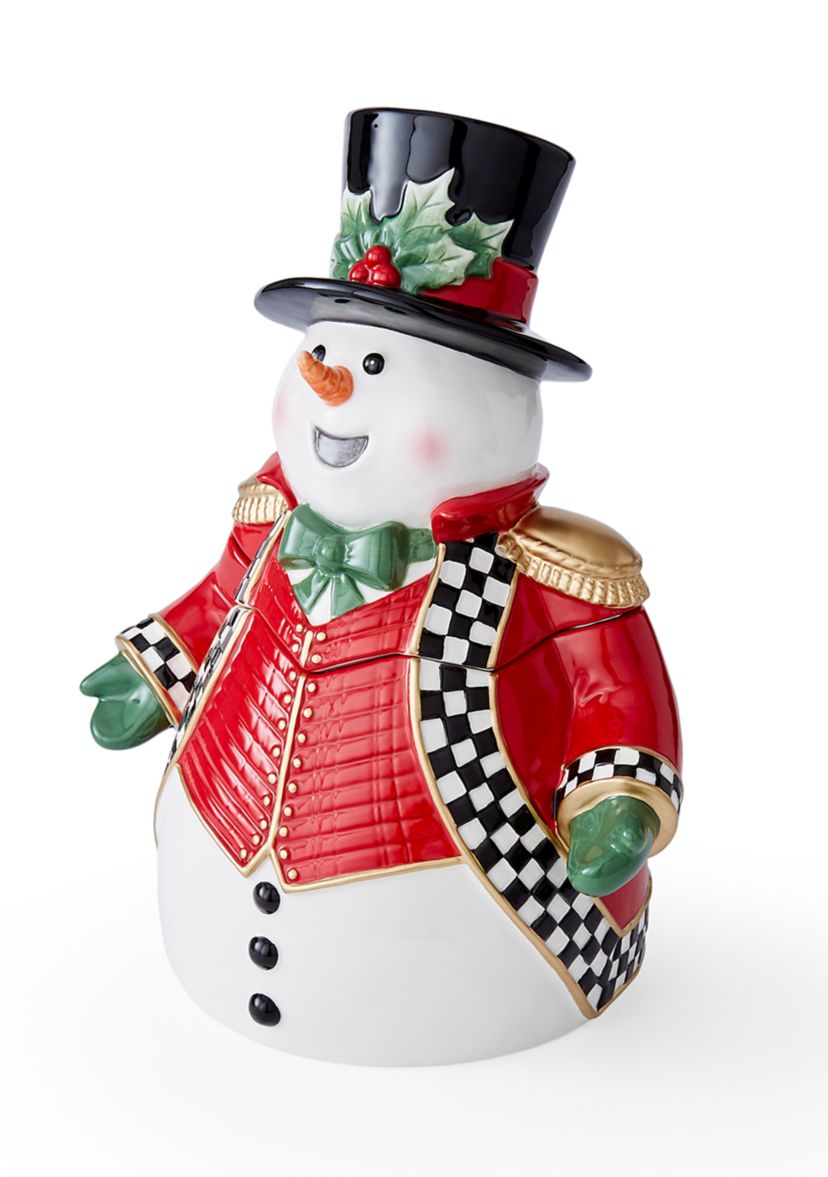 Black and White Check Figural Snowman Cookie Jar