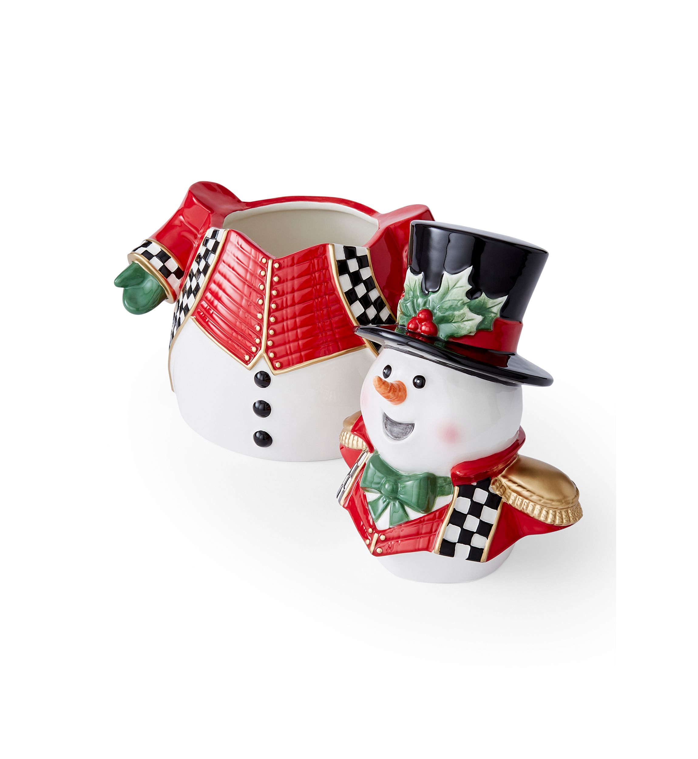 Black and White Check Figural Snowman Cookie Jar