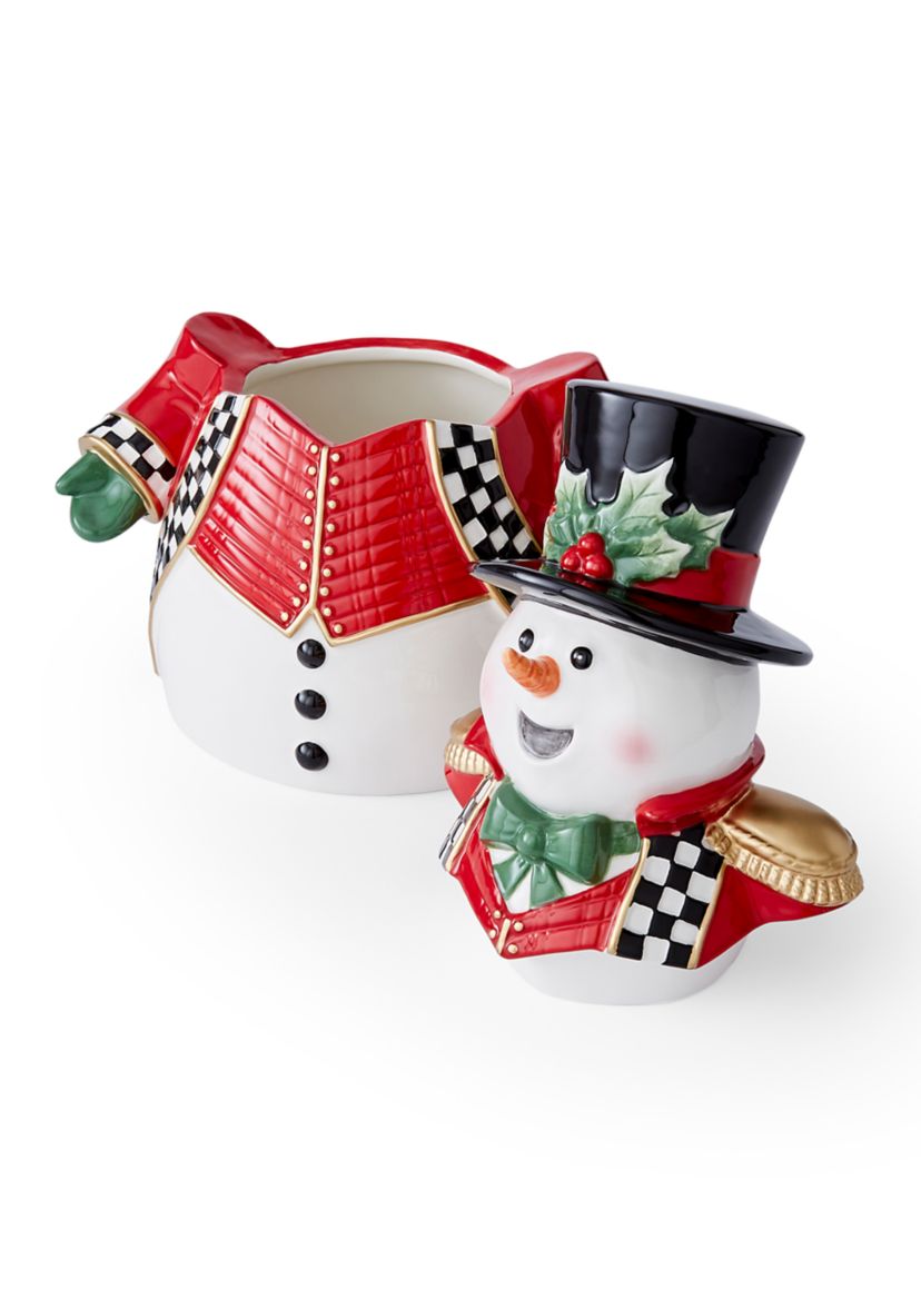 Black and White Check Figural Snowman Cookie Jar