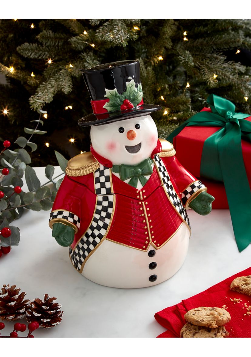 Black and White Check Figural Snowman Cookie Jar
