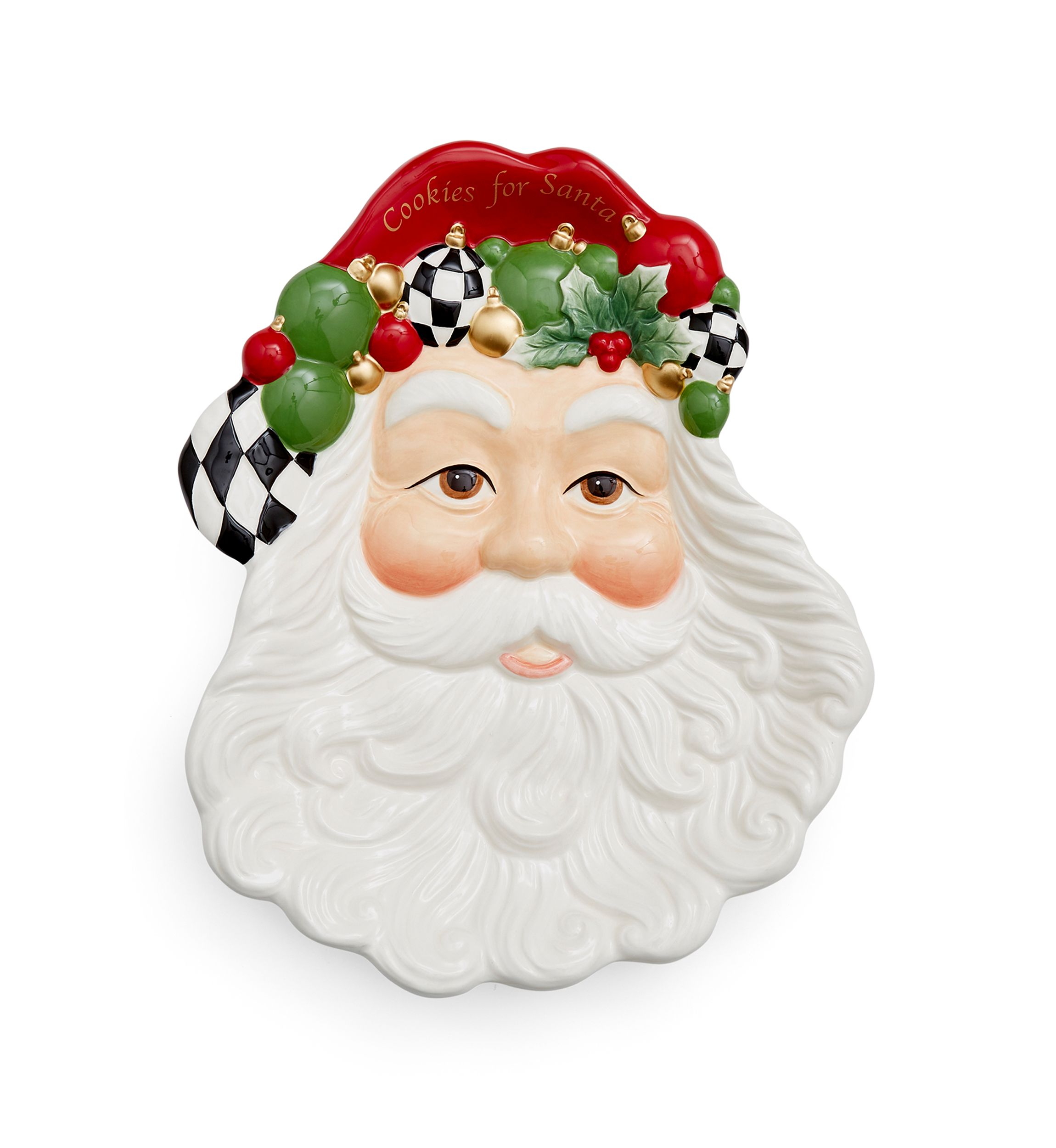 Black and White Check Figural Santa Dish