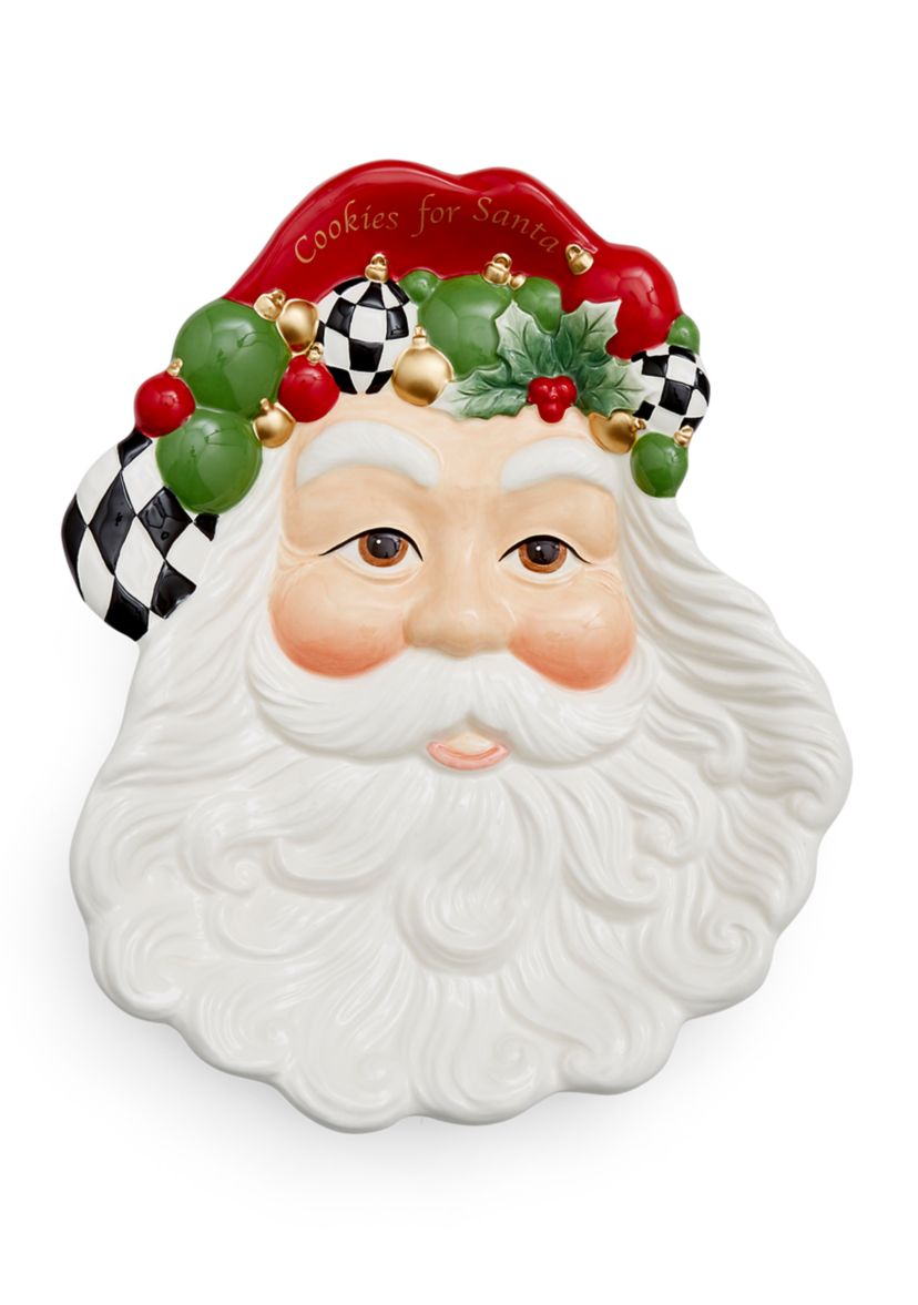 Black and White Check Figural Santa Dish