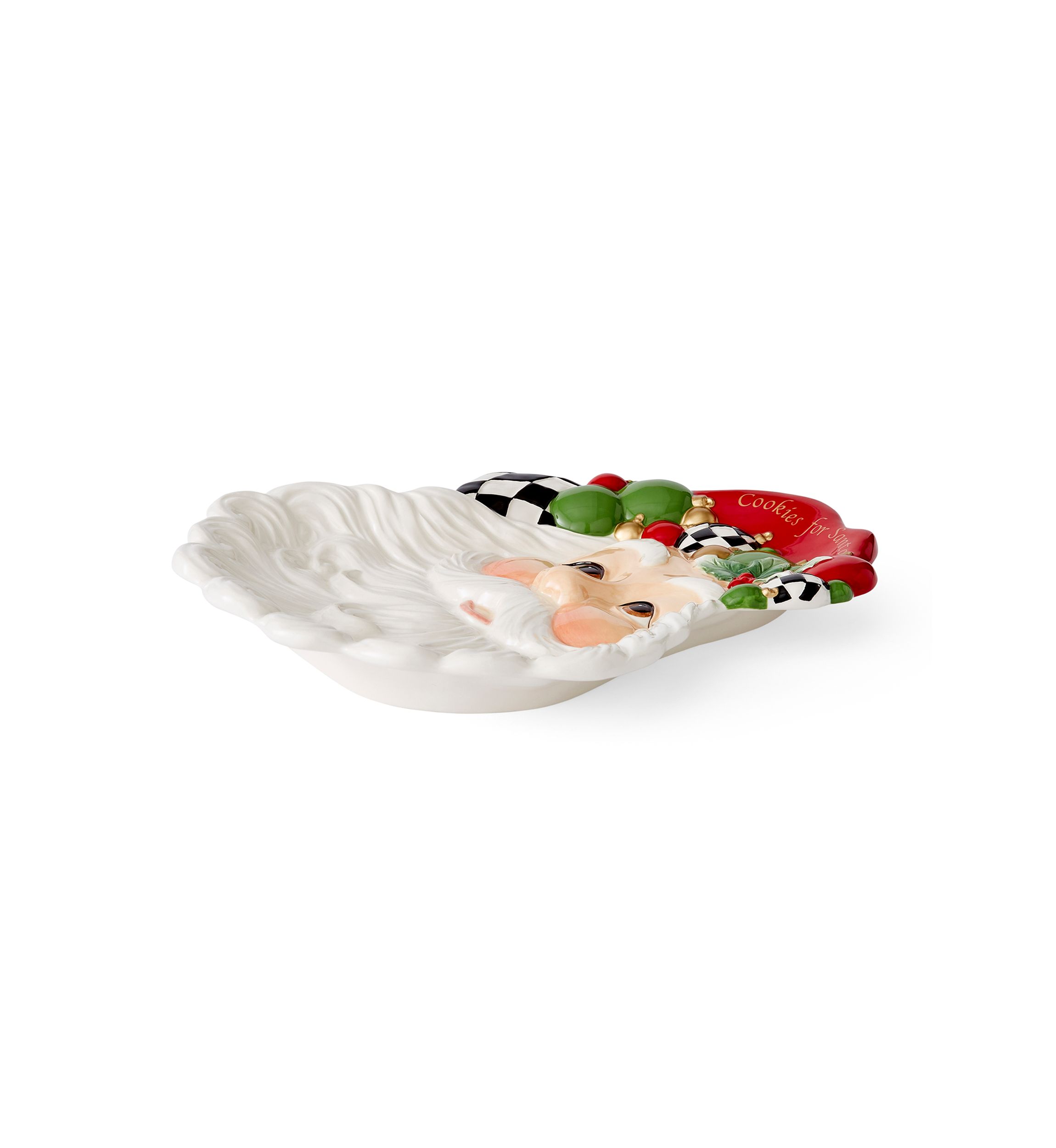 Black and White Check Figural Santa Dish