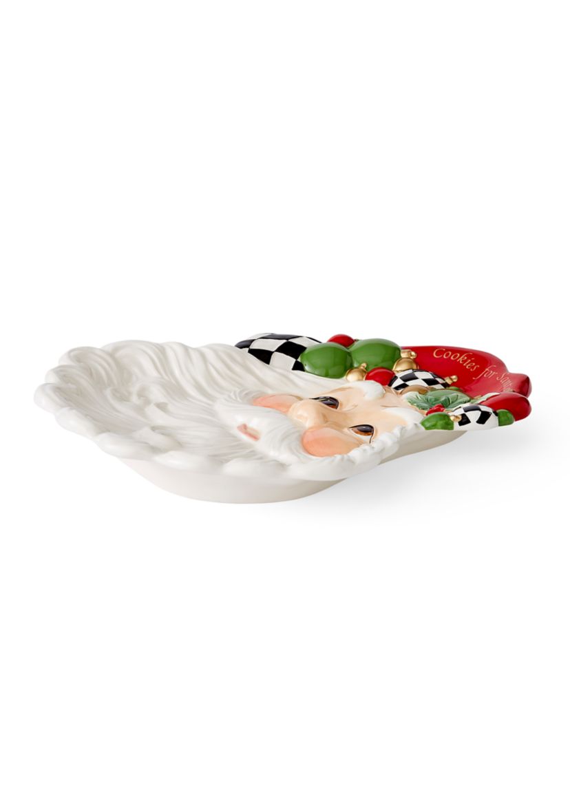 Black and White Check Figural Santa Dish