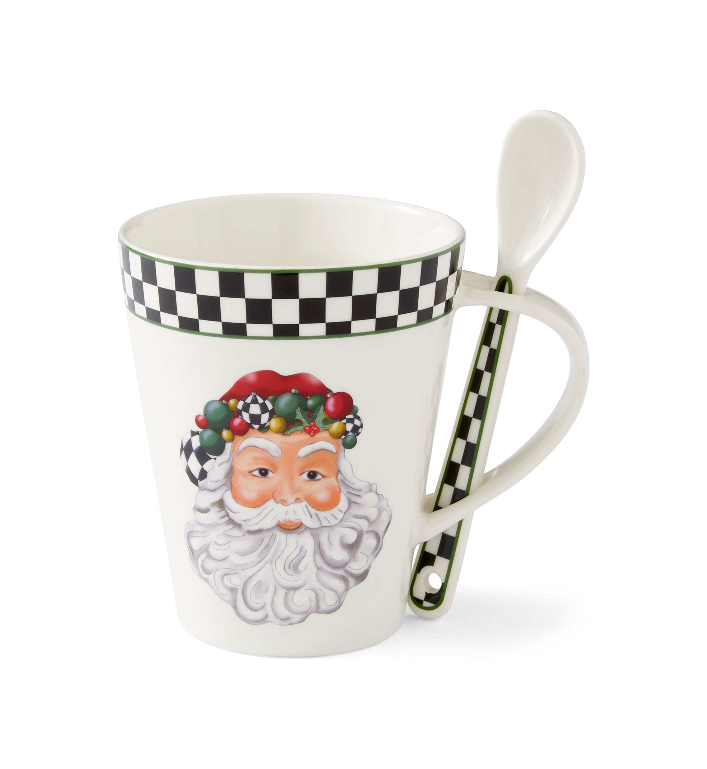 Black and White Check Santa Mug and Spoon Set