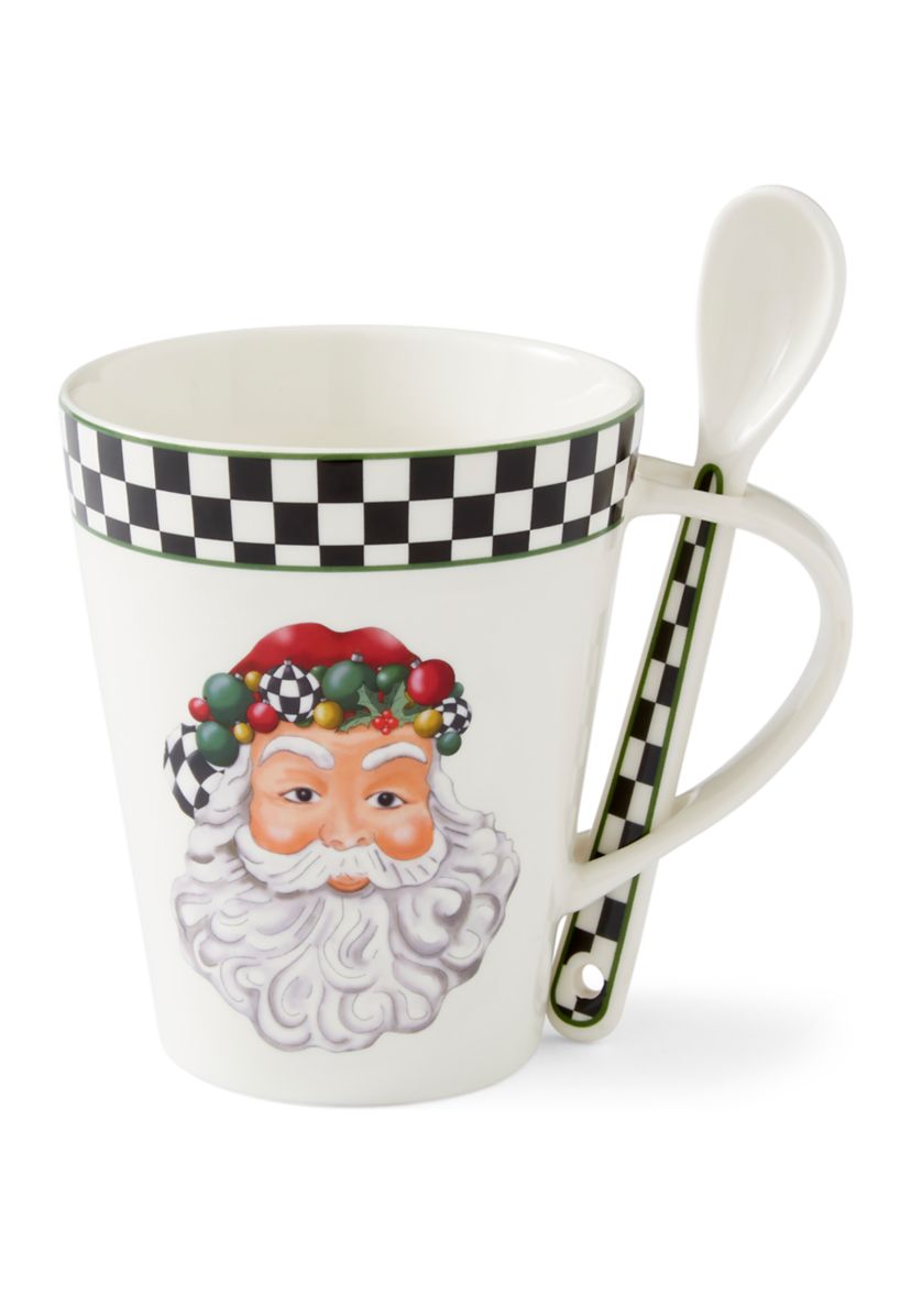 Black and White Check Santa Mug and Spoon Set