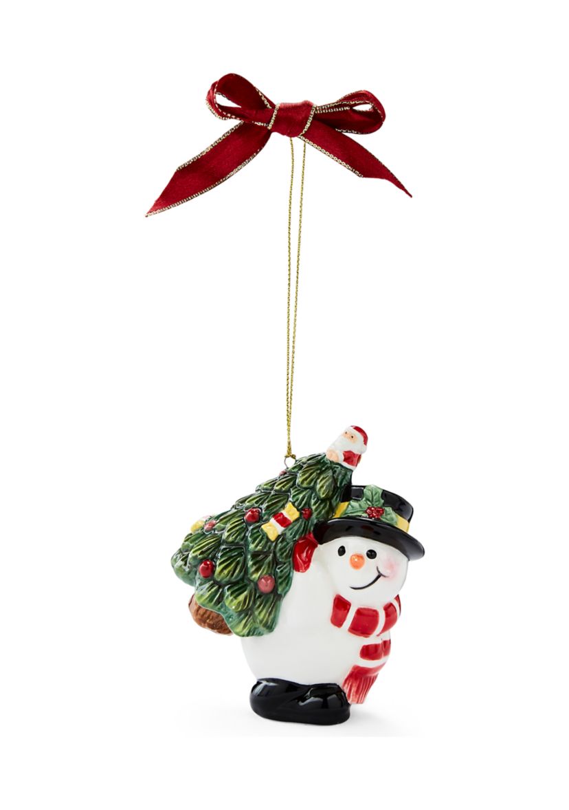 Christmas Tree Snowman Carrying Tree Ornament