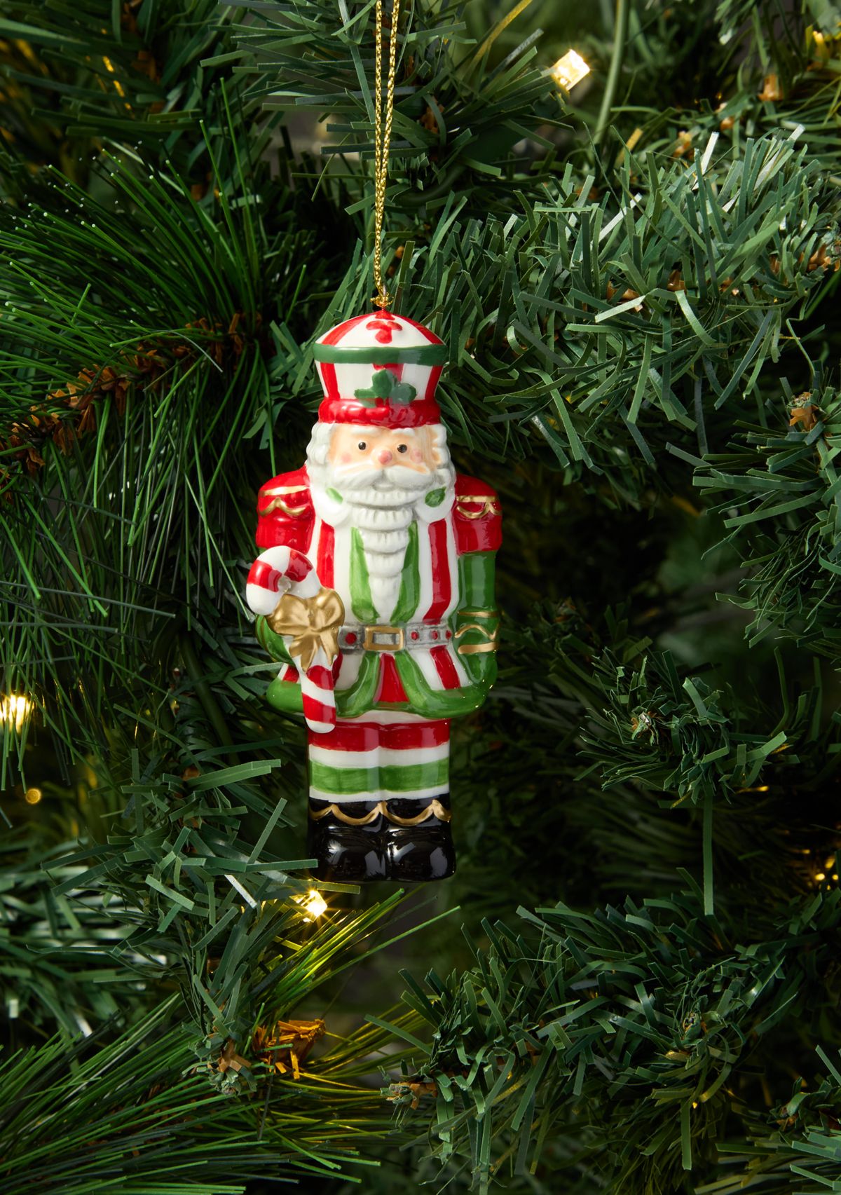 Christmas Tree Candy Cane Nutcracker Ornament 