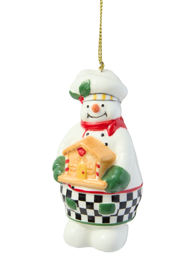 Christmas Tree Snowman Baker Ornament 