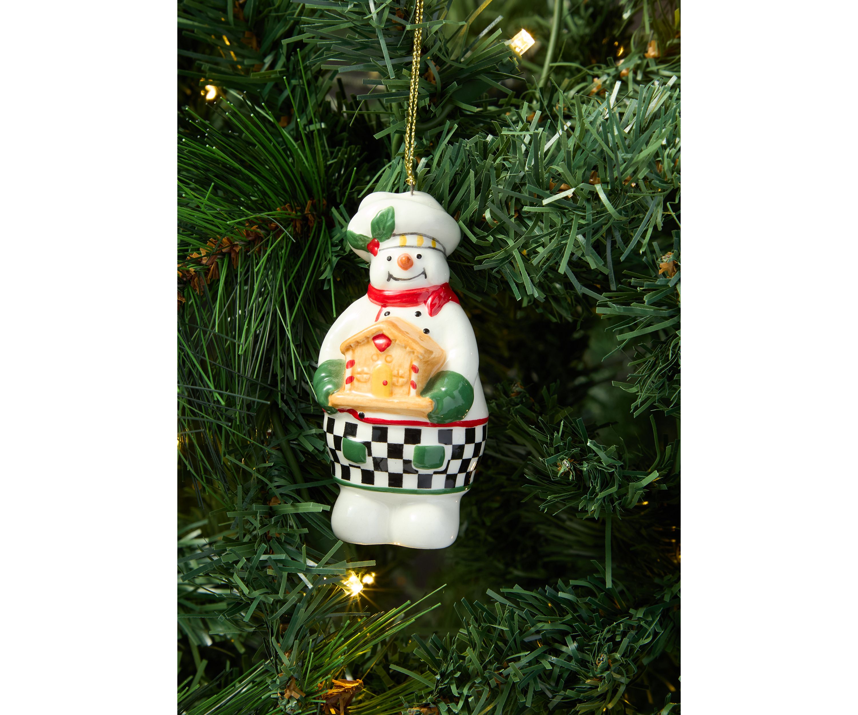 Christmas Tree Snowman Baker Ornament 