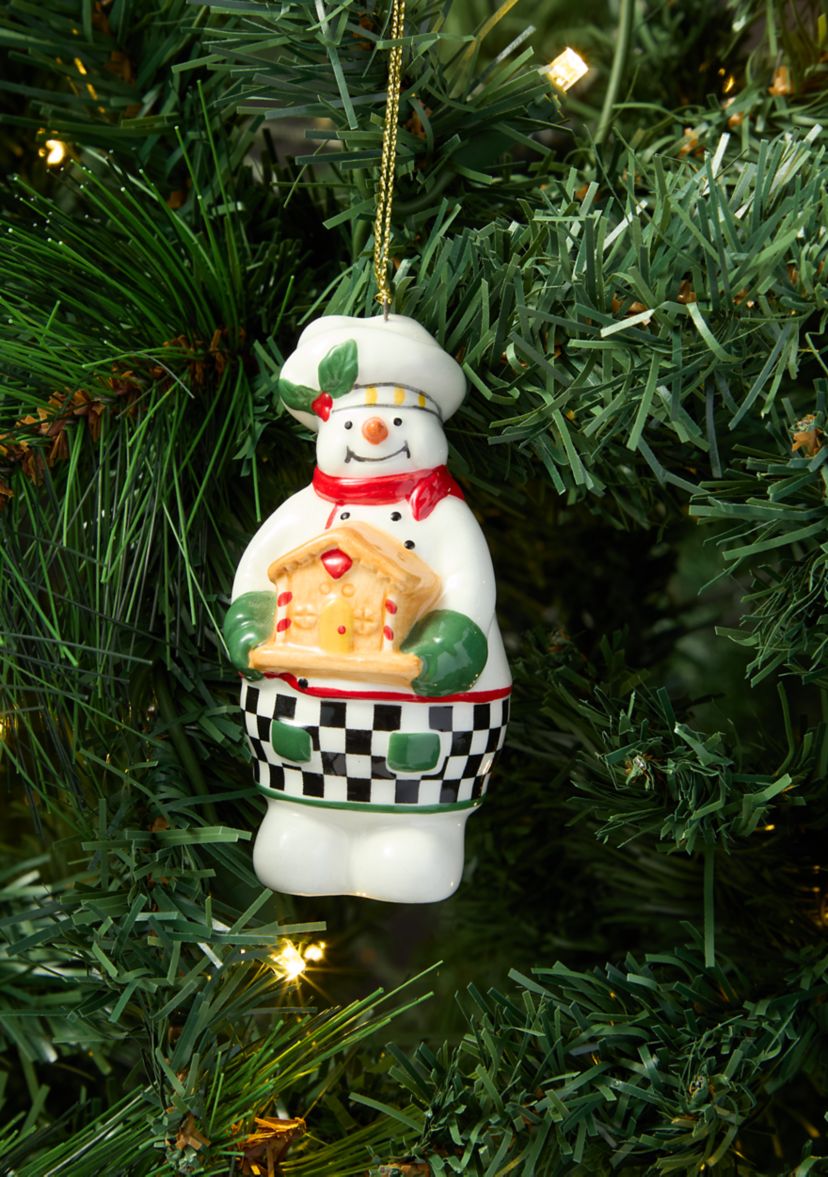 Christmas Tree Snowman Baker Ornament 