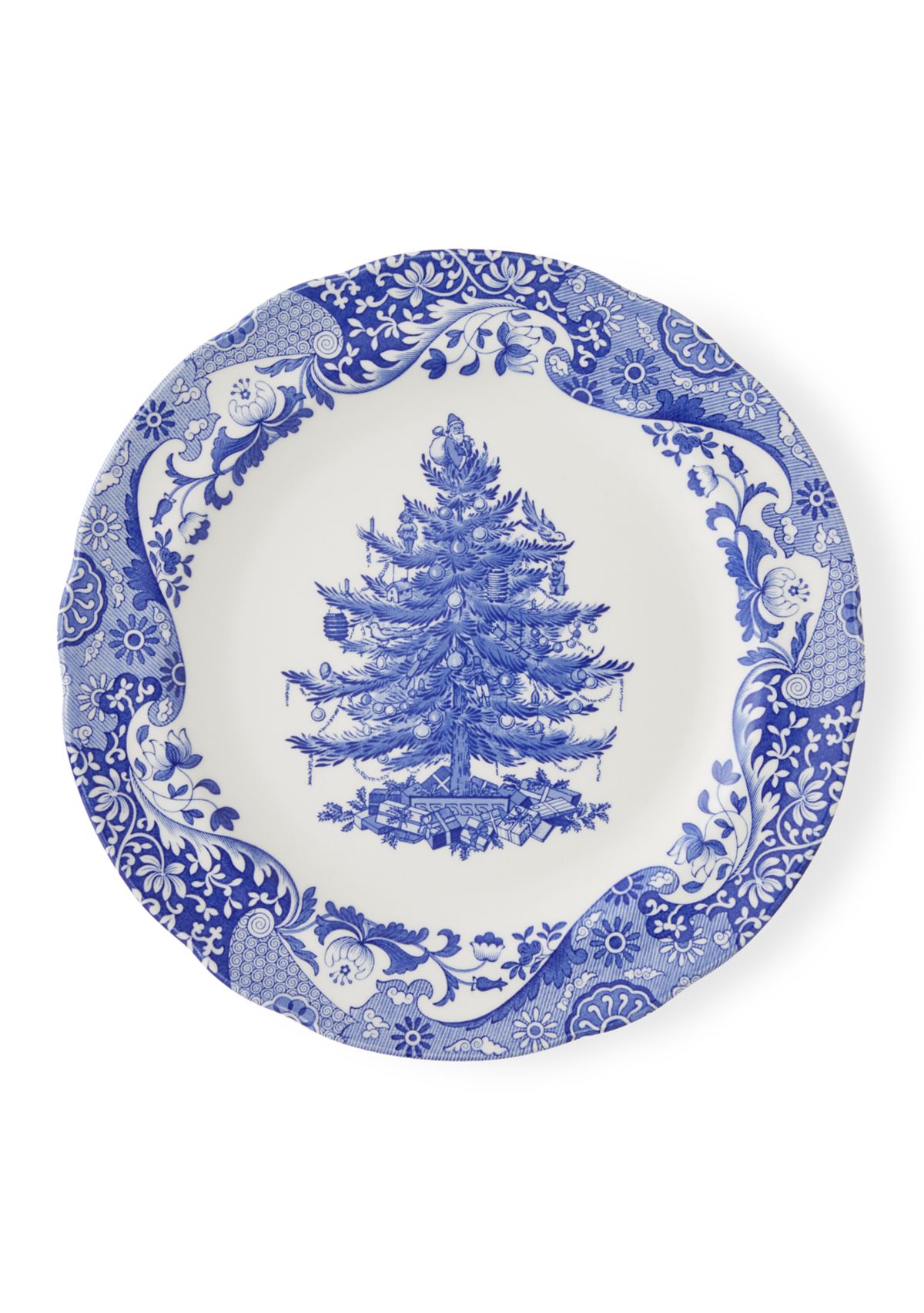 Blue Italian Christmas Tree Dinner Plate