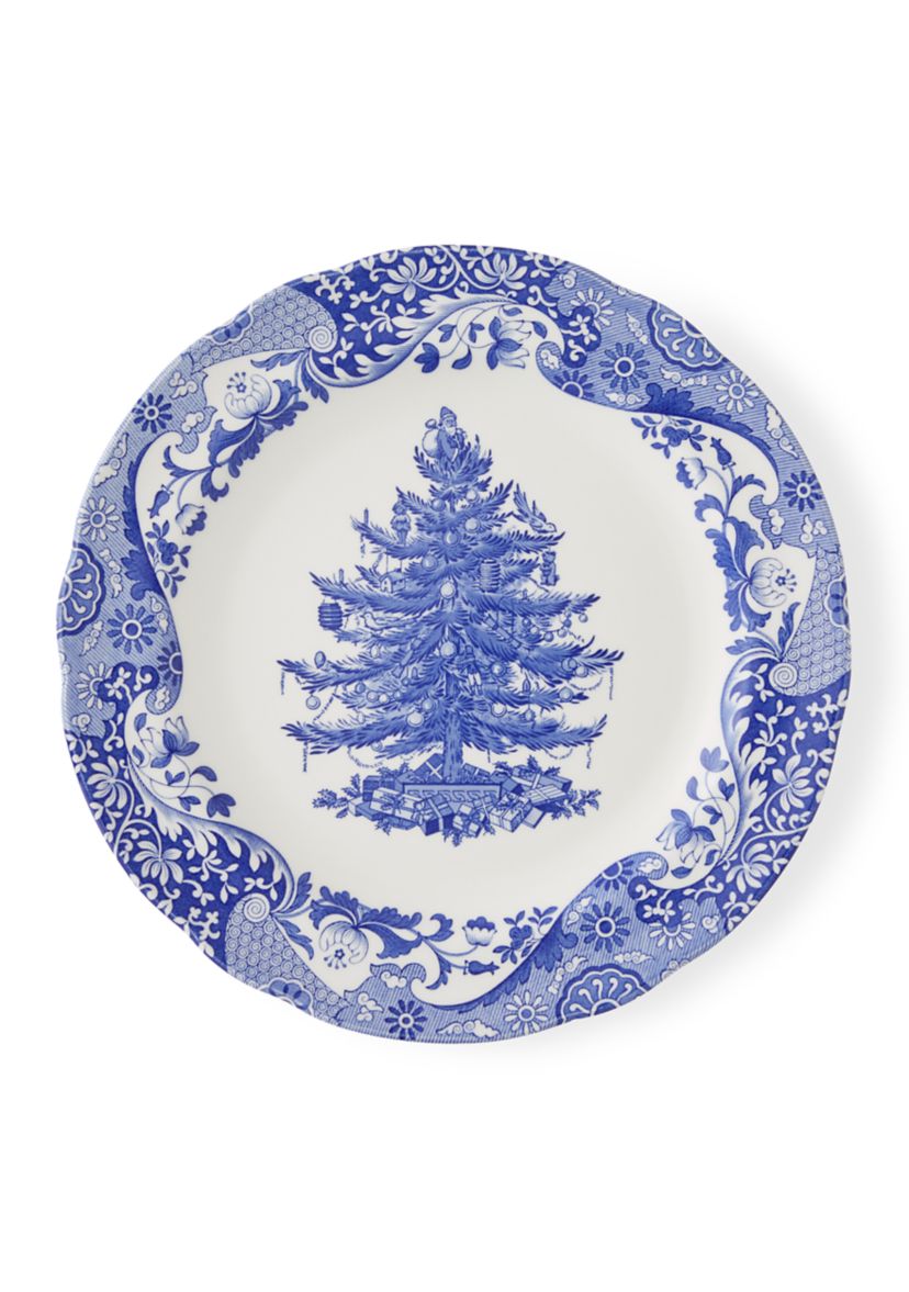 Blue Italian Christmas Tree Dinner Plate