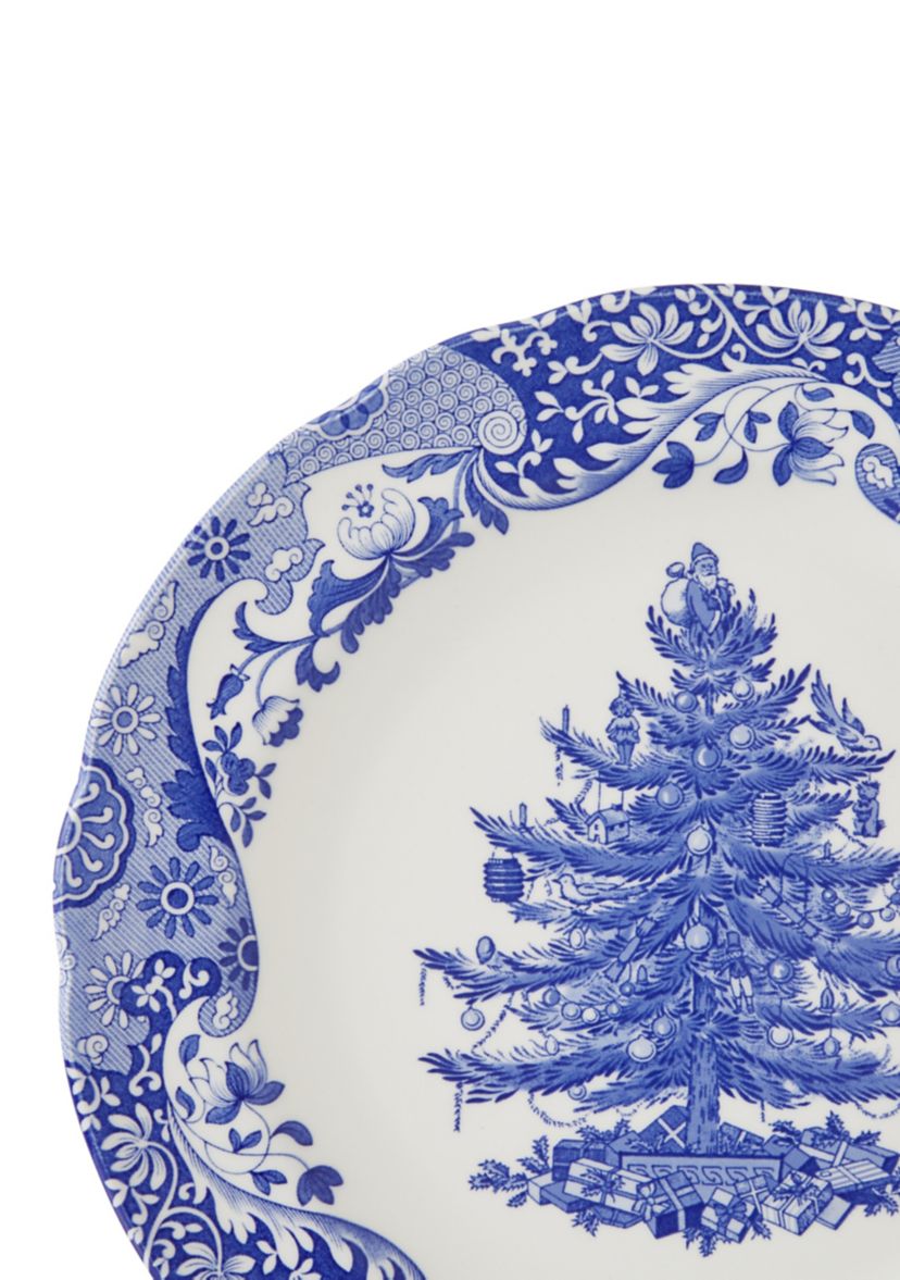Blue Italian Christmas Tree Dinner Plate