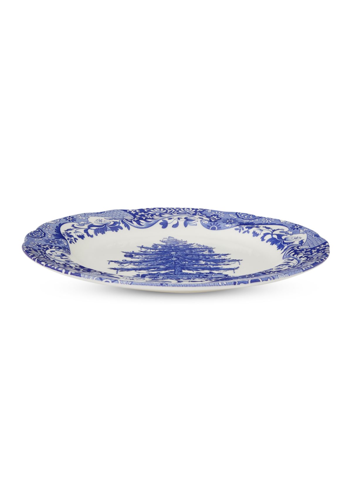 Blue Italian Christmas Tree Dinner Plate