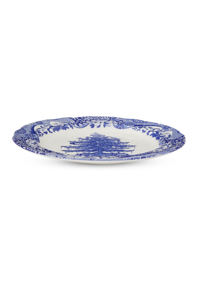 Blue Italian Christmas Tree Dinner Plate