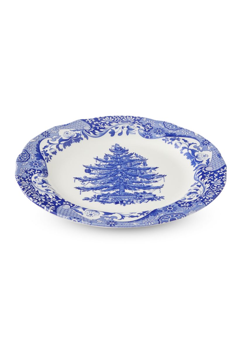 Blue Italian Christmas Tree Dinner Plate