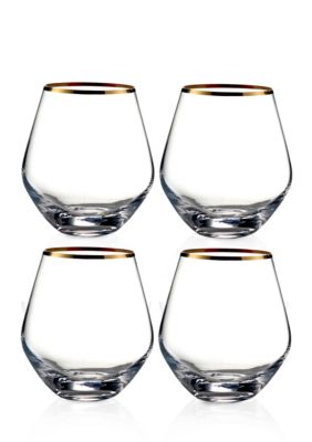 Fitz And Floyd Michel Gold Rim Stemless Wine Glasses Set Of 4 Belk 