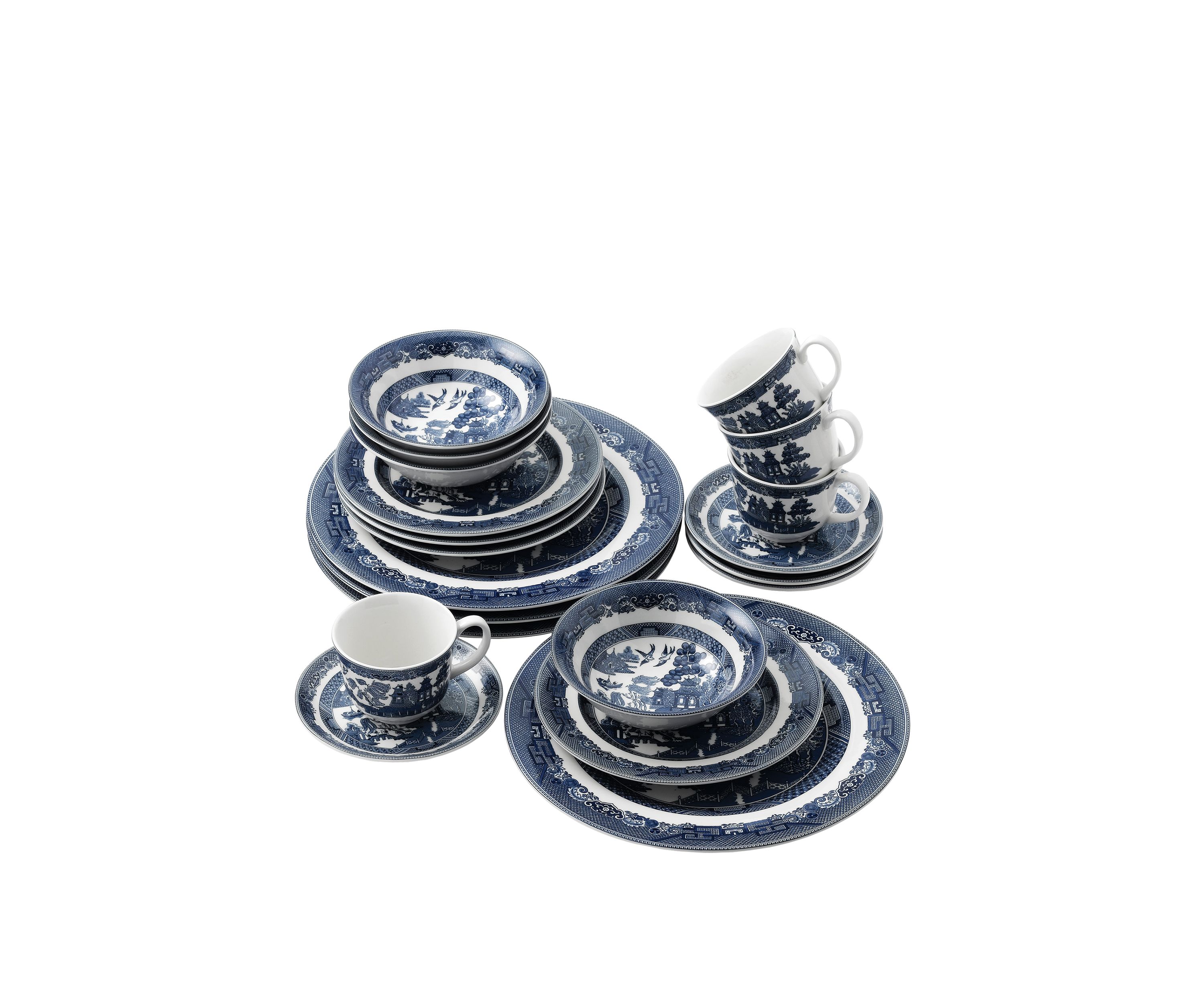 20 Piece Willow Blue Dinnerware Set