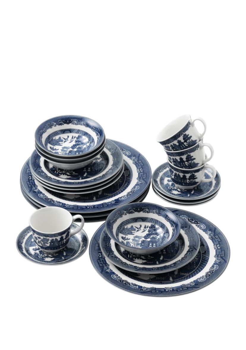 20 Piece Willow Blue Dinnerware Set