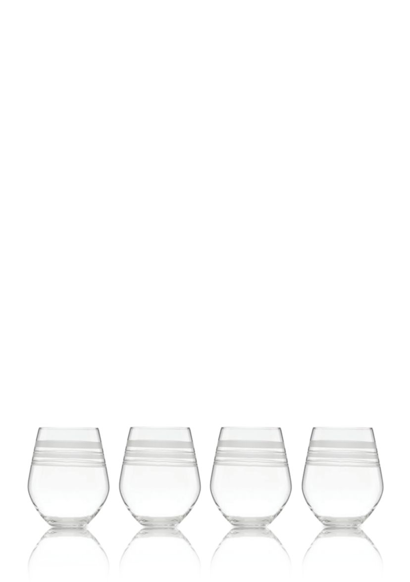 Library Stripe Set of 4 Stemless White Wine Glasses