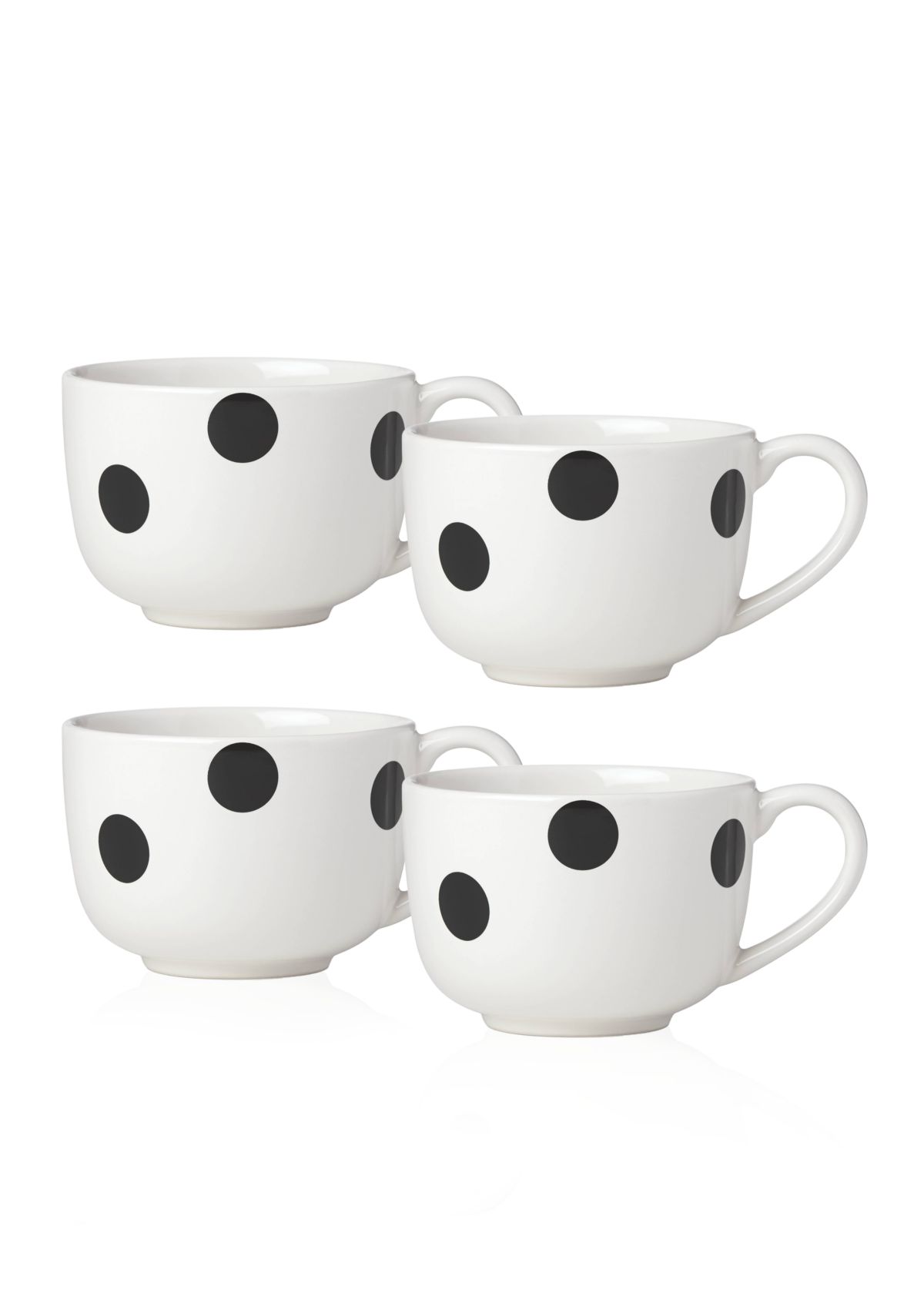 All in Good Taste Deco Dot Black 4-Piece Latte Mugs